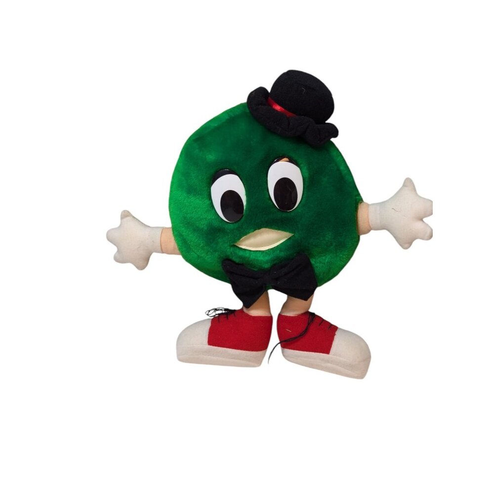 Green Round Plush Toy With Top Hat & Bow Tie Candy